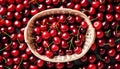 A basket full of sweet red cherries isolated on white background Royalty Free Stock Photo