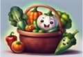 A basket full of vegetables with smiling faces put together Generative AI Royalty Free Stock Photo