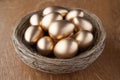 A basket of golden eggs Royalty Free Stock Photo