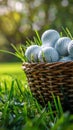 Basket of Golf Balls in Grass Royalty Free Stock Photo