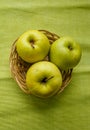 Basket of green apples Royalty Free Stock Photo