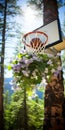 Basket Hanging From Tree: Flower Power, Whistlerian, 32k Uhd