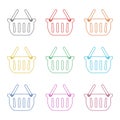 Basket icon, Basket shopping commercial icon, color icons set