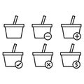 Basket icon vector set. cart illustration sign collection. supermarket symbol or logo.