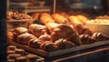 A basket of indulgent French pastries, ready to eat and delicious generated by AI