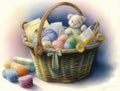 A basket of knickknacks each one bringing a smile to the beholder. AI generation Royalty Free Stock Photo