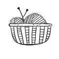 The basket with knitting stuf Royalty Free Stock Photo