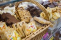 basket laden with sugarfree treats on a diabetic food shelf