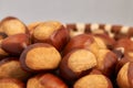 Basket of large chestnuts Royalty Free Stock Photo