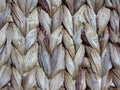 Basket made of Calamus growing in the water closeup photo. Calamus cane craft. Japanese Sweetflag acorus calamus craft work.