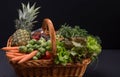 Basket of fresh fruit and vegetables Royalty Free Stock Photo