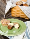 Basket of Muffins with muffins on a plate Royalty Free Stock Photo