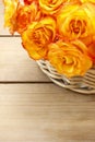 Basket of orange roses Royalty Free Stock Photo