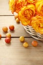 Basket of orange roses Royalty Free Stock Photo