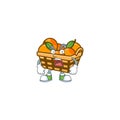Basket oranges cartoon character design having angry face Royalty Free Stock Photo