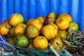 Basket of Oranges at a Produce Stand Royalty Free Stock Photo