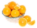 Basket with Oranges on white