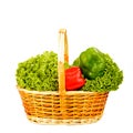 Basket organic vegetables isolated