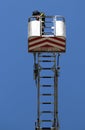 Basket over the special ladder of a fire truck during an emergen