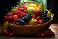 A basket overflowing with natures bounty of colorful, fresh fruits
