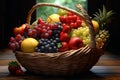 A basket overflowing with natures bounty of colorful, fresh fruits