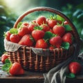 A basket overflowing with ripe, juicy strawberries. Royalty Free Stock Photo