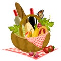 Basket with products for a picnic.