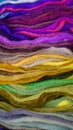 Basket with rainbow fabrics. Colored fabrics. Homemakers' Market Royalty Free Stock Photo