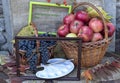 Artist`s Day. Apples, grapes.