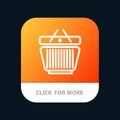 Basket, Retail, Shopping, Cart Mobile App Button. Android and IOS Line Version Royalty Free Stock Photo