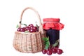 Basket with ripe cherrie Royalty Free Stock Photo