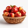 basket of ripe red organic apples isolated on white background
