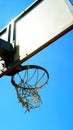 Basket with ruined net seen from below in the morning sun Royalty Free Stock Photo