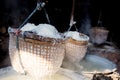 Basket salt hanging at home