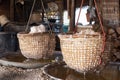 A basket of salt obtained from boiling. mountain salt has only one place in the world at Bo Kluea Thailand