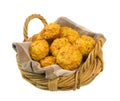 Basket of Savoury Muffins isolated over white Royalty Free Stock Photo