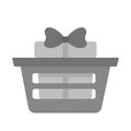 Basket shop with gift box ribbon gray color