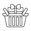 Basket shop with gift box ribbon outline