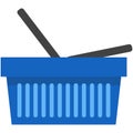 Basket shop icon, vector grocery market or supermarket box