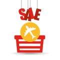 Basket shopping sale ticket airplane graphic