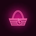 basket with a sign percentage neon icon. Elements of Sale set. Simple icon for websites, web design, mobile app, info graphics Royalty Free Stock Photo