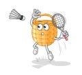 Basket smash at badminton cartoon. cartoon mascot vector