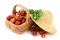 Basket of Strawberries on white isolated background Royalty Free Stock Photo