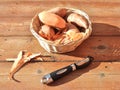 Basket of sweet potatoes and peeler. Royalty Free Stock Photo