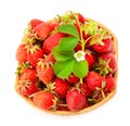 Basket with sweet ripe strawberries isolated on white background Royalty Free Stock Photo