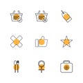 basket, tag , cross , like, star , spoon , fork , female , bre