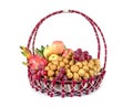 Basket with Thai fruits isolated on white background Royalty Free Stock Photo