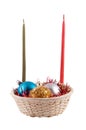 Basket with three christmas ball