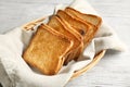 Basket with toasted bread Royalty Free Stock Photo