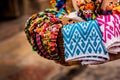 Basket of traditional dolls and mexican crafts Royalty Free Stock Photo